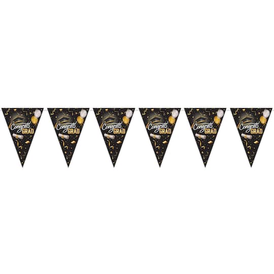 Beistle 25Ft Black & Gold Graduation Oversized Pennant Banner | 25 ft | Michaels®
